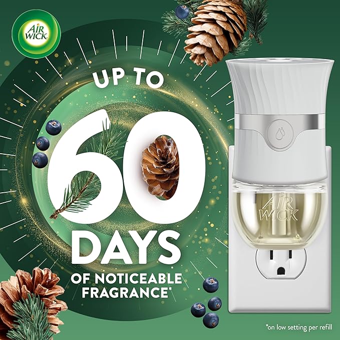 Air Wick Plug In Scented Oil Refill,Fall Scent, Fall Décor, Fresh Pine & Juniper, 5 ct