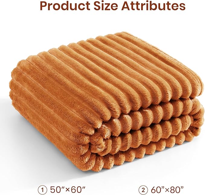Monbix Yellow-Brown Fleece Throw Blanket for Couch- Room Decor Soft Cozy Blankets for Women, Lightweight Fleece Flannel Bed Blanket Suitable for All Seasons(50"×60",Yellow-Brown)