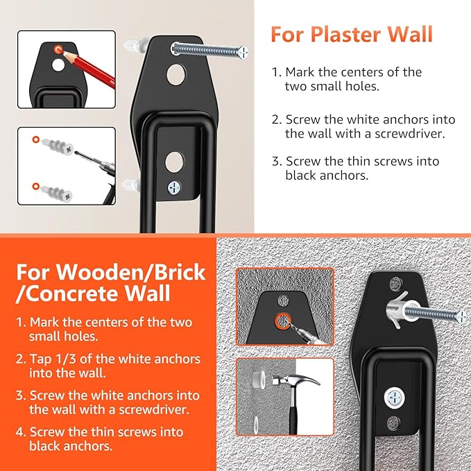 Garage Hooks with Anti-Slip Coating,Heavy Duty Wall Mount Storage Hooks for Hanging Bike,Hose,Ladder,Yard,Garden Tools (8 Pack Orange 4.7x2.6 inch)