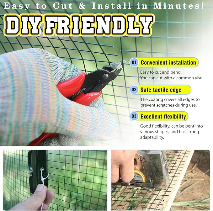 Hardware Cloth 1/2inx36inx100ft,Chicken Wire Fencing,Welded Wire Mesh, Vinyl PVC Coated Mesh,Coop Garden Plant for Rabbit,Snake,Rodent,Foxes,Raccoons Poultry Netting Cage Farm Protection