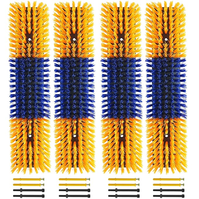Livestock Scratch Brush With 16 Screws，Animal Back Scratching Brush for Cow,Cattle,Sheep, Horses,Pigs，Massage Grooming Tool(Yellow, 4pcs)