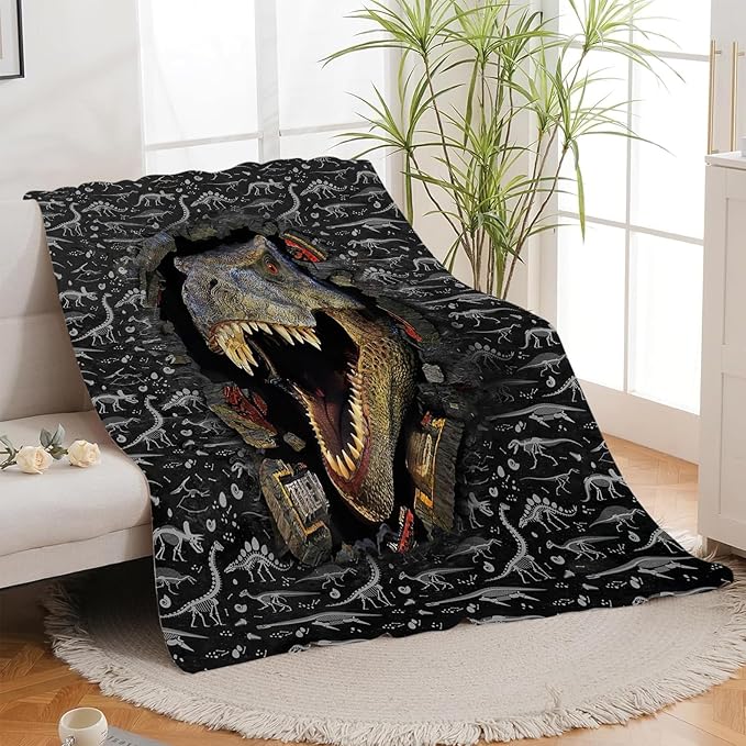 Dinosaur Blanket, Dinosaurs Throw Blanket, Animal Wild Gifts Blankets Stuff Fleece Flannel Plush for Boys Men Girls Women Lovers Adults Soft Bedding Gift for Sofa Bed Office Home Decor 40"X50"