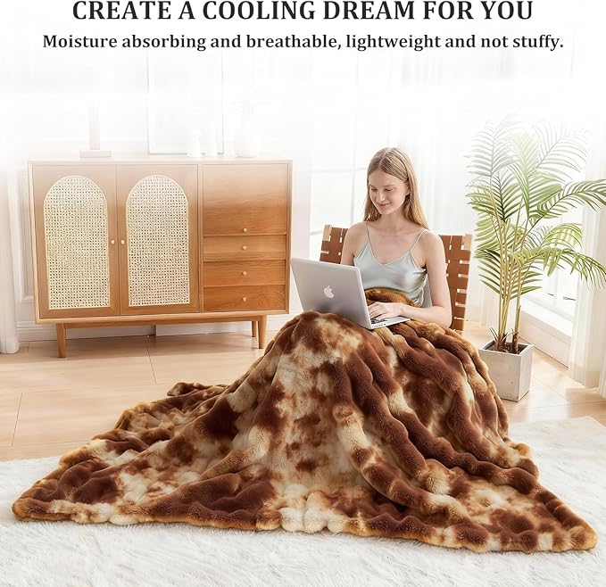 Faux Fur Throw Blanket for Couch, 1000 GSM Cozy Fuzzy Fluffy Soft Plush Thick Bubble Sherpa Blanket for Sofa Bedroom Living Room, Mothers Day Birthday Gifts for Women Home Decor