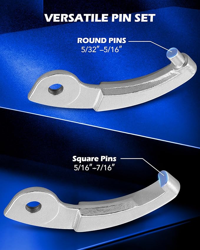 Orion Motor Tech 8pc Adjustable Pin Spanner Wrench Tool Set, Spanner Nut Wrench Tools with Changeable Heads for Pipes Heating Cars, Coilover Hook Wrenches for Suspension System, 3/4" to 6-1/10"