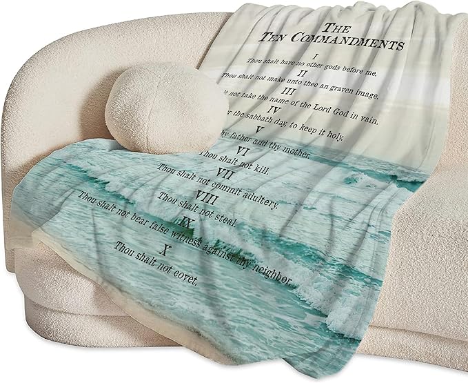 Christian Bible Blanket 10 Commandments Throw Blanket Christian Gifts and Decor Religious Bible Verse Blanket for Girls Women Kids Adults Soft Warm Cozy Fleece Blanket for Couch Sofa Bed 60"x50"