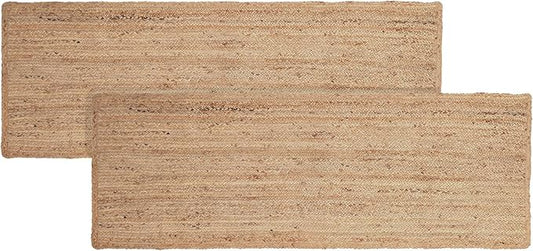REDEARTH · Area Runner Rug - 2'x6' Braided Natural Jute with Non-Skid Backing - Handwoven Rectangular Boho Rug for Bedroom, Kitchen, Living Room Aesthetic Home Decor - Handmade Carpet, Set of 2