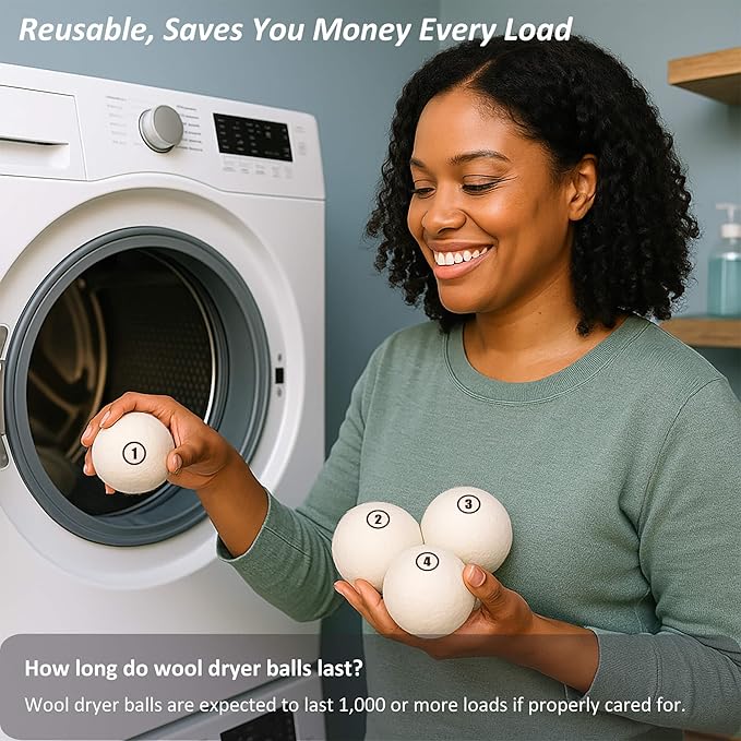 Wool Dryer Balls Laundry, XL(2.7") 12 Pack, Premium Fabric Softener Ball, Reusable, Anti Static, Chemical Free Natural Wool Balls for Dryer, Laundry Dryer Balls – 100% New Zealand Wool