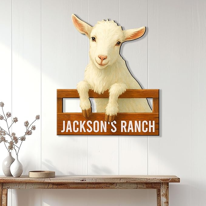Personalized Goat Metal Sign, Custom Farm Animal Sign for Porch Fence Yard – Home Decor Gift for Goat Owner, Farmers, Homesteaders, Birthday or Housewarming Gifts