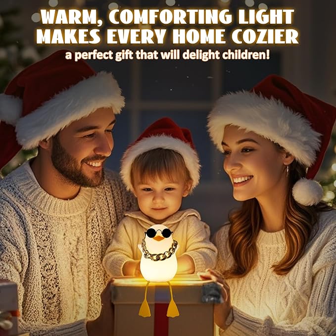 Duck Night Light, Silicone Duck Lamp, Cute Bedside Duck Goose Funny Nightlight with Dimmer and Timer for Room Decor, Duck Gifts for Girls,Boys, Women, Little One-Hip Hop Duck