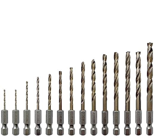 NordWolf 14-Piece Metric Cobalt Drill Bit Set for Stainless Steel & Hard Metals, with 1/4" Hex Shank for Quick Chucks & Impact Drivers, Sizes 1.5mm to 6.5mm in Storage Case