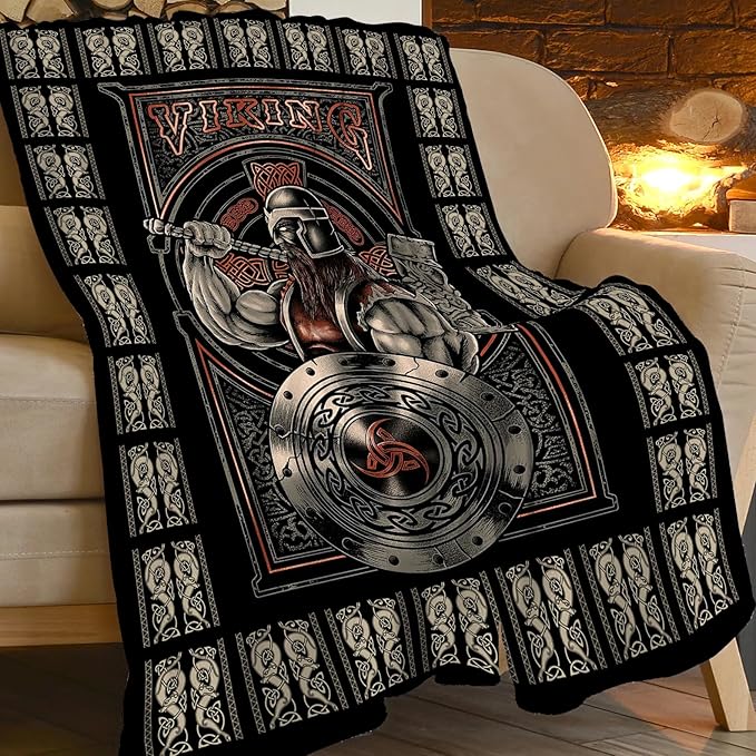 Viking Blanket Viking Decor Throw Blanket Super Warm Soft Plush Lightweight Fleece Flannel Warrior Gifts for Men Boys Girls Women Kids for Winter Bed Couch Bed 40"X50"