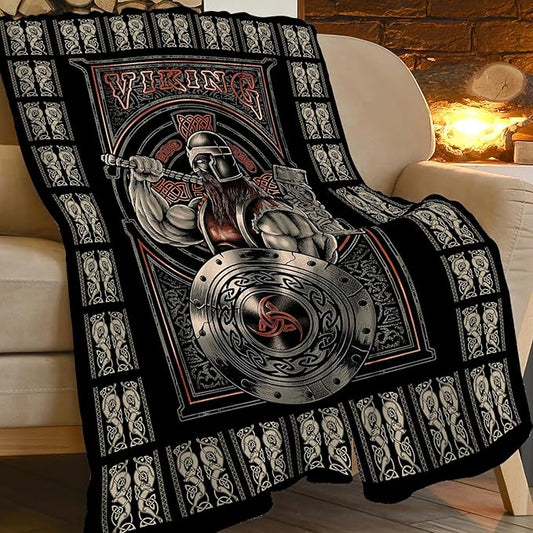 Viking Blanket Viking Decor Throw Blanket Super Warm Soft Plush Lightweight Fleece Flannel Warrior Gifts for Men Boys Girls Women Kids for Winter Bed Couch Bed 50"X60"