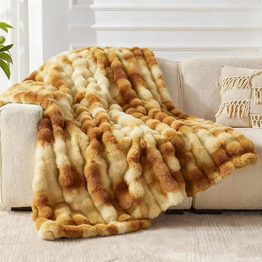 Faux Fur Twin Blanket for Couch, 1000 GSM Cozy Fuzzy Fluffy Soft Plush Thick Bubble Sherpa Blanket for Sofa Bedroom Living Room, Mothers Day Birthday Gifts for Women Home Decor