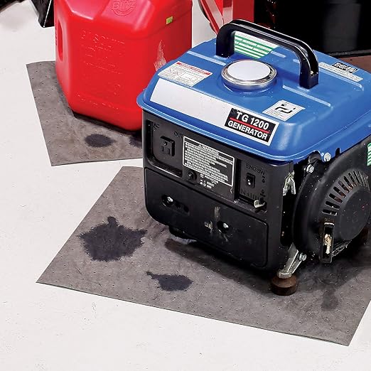 PIG Absorbent Mat Roll for Oil and Other Liquids | 1 Lightweight Mat Roll | 15" W x 50' L | Absorbs up to 3.3 gal per Roll | Gray | PM50435