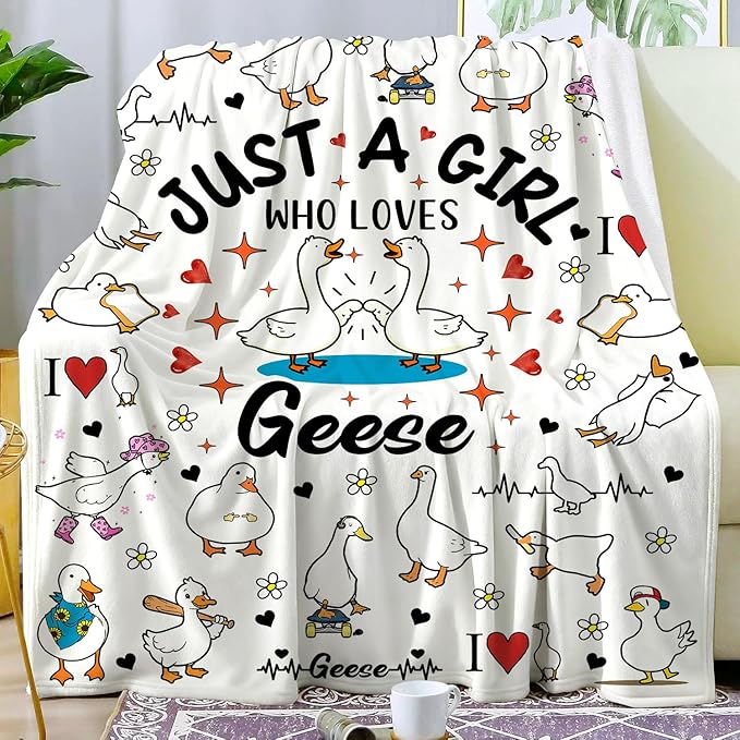 Funny Goose Blanket Geese Gifts for Geese Lovers Women Girls Kids Adults,Soft Cute Goose Plush Blanket for Bedroom Sofa Home Decor Gifts 60"X50"