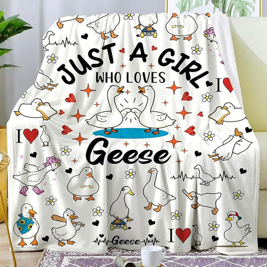 Funny Goose Blanket Geese Gifts for Geese Lovers Women Girls Kids Adults,Soft Cute Goose Plush Blanket for Bedroom Sofa Home Decor Gifts 60"X50"