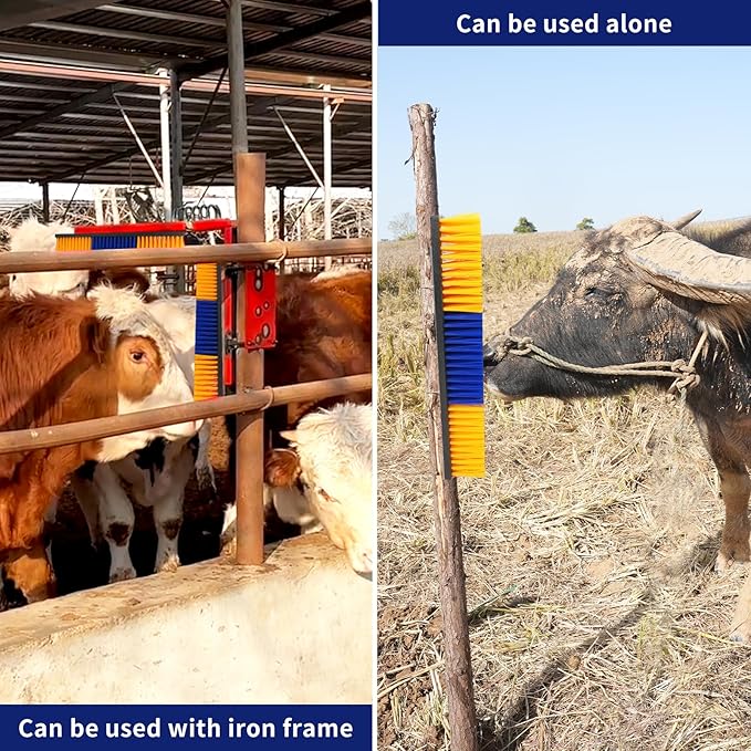 Livestock Scratch Brush With 16 Screws，Animal Back Scratching Brush for Cow,Cattle,Sheep, Horses,Pigs，Massage Grooming Tool(Yellow, 4pcs)