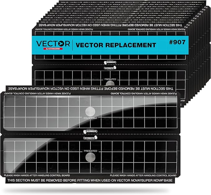 Catchmaster Vector Trap Replacement, UV Light Fly Traps for Home, Unscented Sticky Gnat Glue Boards for House, UV Lamp Insect & Mosquito Killer Refill, Adhesive Bug Light Boards, 12-Pack Black