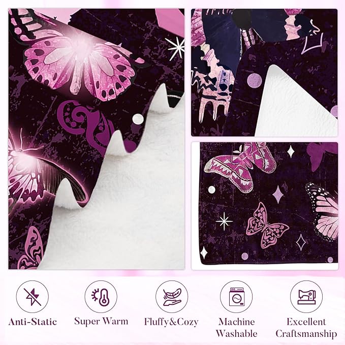 Butterfly Blanket for Butterfly Lovers, Soft Flannel Butterflies Gifts for Women, Girls, Butterflies Blanket Gifts for Adults Kids, Birthday Gifts for Christmas Thanksgiving 40x50