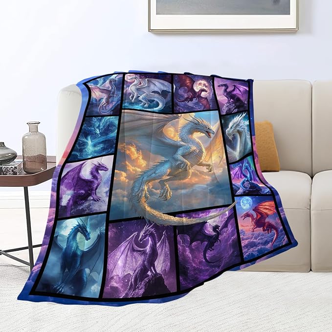 Dragon Blanket Dragons Lover Throw Blankets Gifts for Girls Boys Kids Dragon Lover Soft Cozy Fleece Plush for Couch Sofa Bed 50"x40"