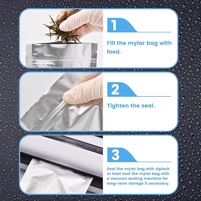 4"x 6" 30 Packs Mylar Bags For Food Storage, Mylar Bags With Window, Freeze Dried Candy Bags, Reusable Storage Bags For Food, Mylar Food Storage Bags for Long Term Food Storage