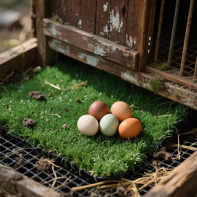12 Pack Chicken Nesting Pads for Chicken Coop, 12"x12" Reusable Plastic Artificial Grass Nesting Box Pads Washable Laying Eggs Turf Egg-Protecting Mats for Coops, Pets & Crafts - Green