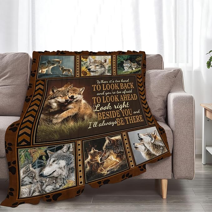 Wolf Fleece Blanket Wildlife Throw Blankets for Girls Boys Super Soft Warm Flannel Animal Throws Gifts for Men Women Cozy Fuzzy Plush Stuffed Couch Bed Bedding Decor 50"X40"