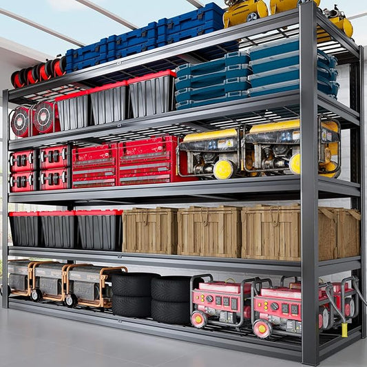 78" W Storage Shelves Heavy Duty Garage Shelving 5 Tier Metal Shelving Unit, Adjustable Shelves, 4000LBS Steel Industrial Shelving for Basement Warehouse Commercial, 78" W*24" D*78”H, Black