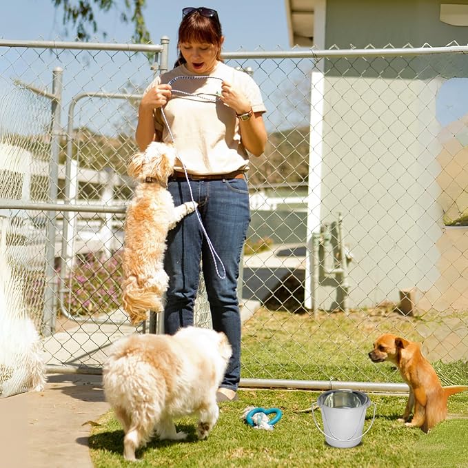 4 quart Heavy Duty Stainless Steel Round Bucket with Handle | 1 gal Durable Food & Water Bowl for Birds Dogs Cats Goat & Livestock | Fits kennel Crate Cage Farm | Hanging Utility Pet Pail