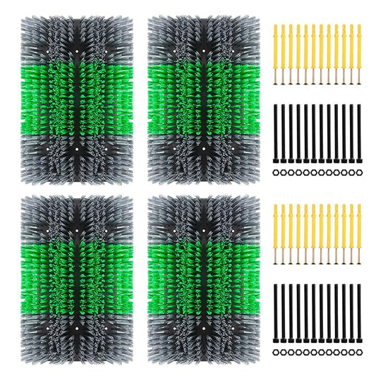 Extra Large Size Livestock Scratching Brush, Upgraded Horse/Goat/Cow/Cattle Scratcher Brush for Grooming, Itch Relief Horse Scratcher Brushes Kit with Two Sets of Mounting Screws(4-Pack,Gray)