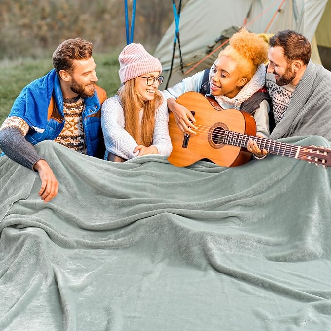 PHF Oversized King Fleece Blanket 120"x120", No Shed No Pilling Big Soft Blanket, Extra Large 10'x 10' Lightweight for Bed, Sofa Travel and Camping, Suitable for All Season, Jasper Stone
