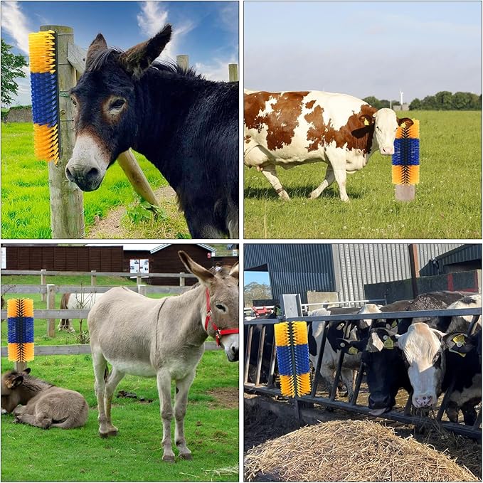 Livestock Scratching Brush Goat Scratcher Full Massage Grooming Brush with 8 Screws for Cattle, Sheep, Horses, Pigs