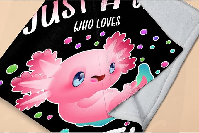 Just Girl Loves Axolotls Blanket Soft Blankets and Throws Flannel Cozy Lightweight Quilt Gift Perfect for Bed Sofa Couch-80 x60 Large for Adult