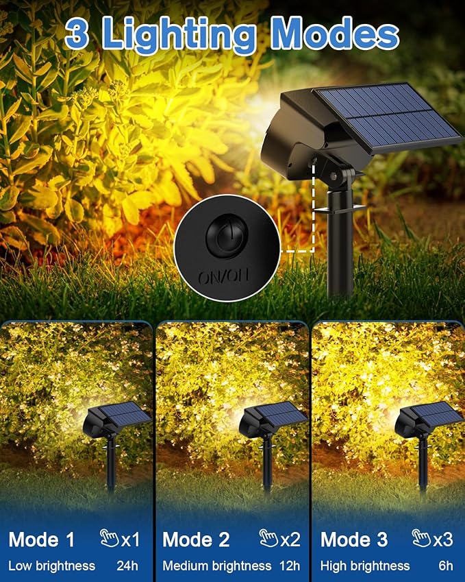 Fabrito Solar Spot Lights Outdoor 136 LEDs, Big Brighter Lighting Solar Lights Outdoor, 4 Pack IP65 Waterproof Landscape Spotlights Auto On/Off for Yard, Garden, Pathway, Plants,Tree (Warm White)