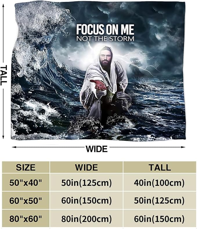 Jesus Blanket Christian Gifts for Men Women Jesus and Ocean Throw Blanket for Adults Ultra Soft Cozy Fleece Blanket for Couch Sofa Bed 60"x80"