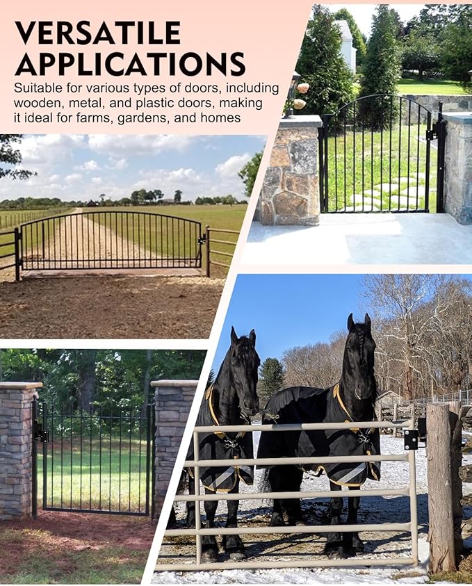 2 Way Farm Gate Latch, Heavy-Duty Lockable Fence Latch with Self-Locking Nut, Black Livestock Gate Latch Compatible with Pastures, Stables, Ranches, Horse Corrals,Farms