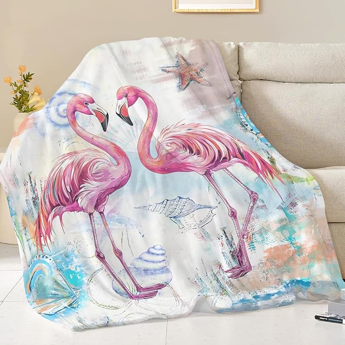Flamingo Blanket Gifts for Girls Boys Beach Throw Cozy Plush Fleece Flannel Lightweight Fuzzy Party Blankets for Women Men 50"X40"