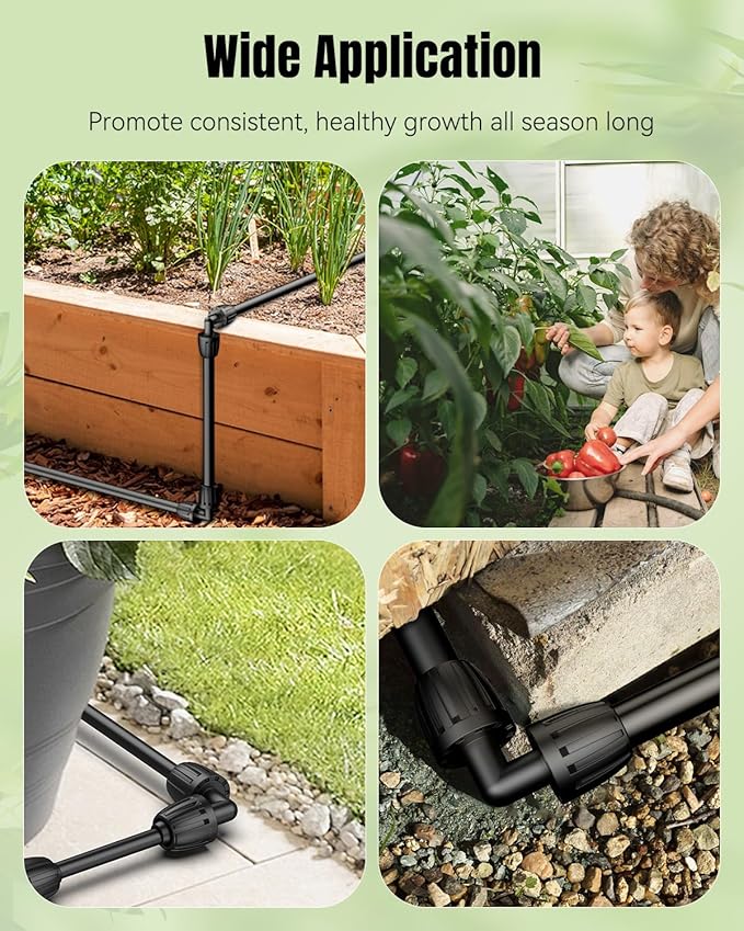 Pawfly 15 Pcs Drip Irrigation Fittings for 1/2 Inch Irrigation Tubing, Barbed Elbow Parts for Garden Irrigation System, 1/2" Drip Line Connectors with Anti-Drop Lock Nuts (1/2" ID x 0.64" OD)