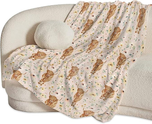 Cow Blanket for Girls Women Gifts for Cows Lovers Highland Cow Throw Blanket for Kids Adults Ultra Soft Cozy Fleece Blanket for Couch Sofa Bed 50"x60"