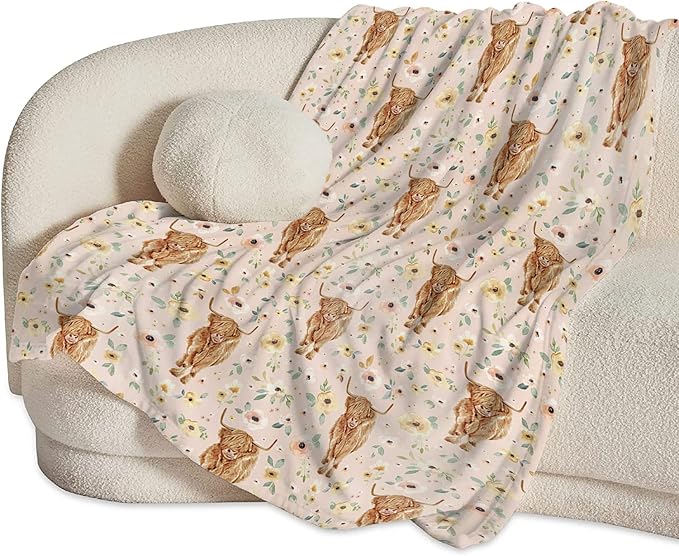 Cow Blanket for Girls Women Gifts for Cows Lovers Highland Cow Throw Blanket for Kids Adults Ultra Soft Cozy Fleece Blanket for Couch Sofa Bed 40"x50"