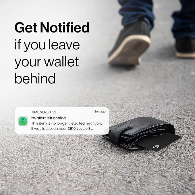 Wallet Tracker Card - Apple MFI Certified & Works with Apple Find My Tracking Card for Wallet Tag Rechargeable IP68 Waterproof 0.07in Slim Item Finder (Black PRO (Pack of 4))