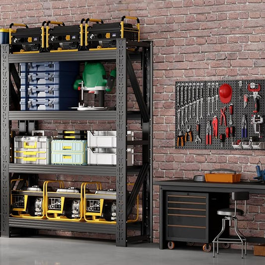 42" W Garage Shelving,4-Tier Heavy Duty Storage Shelves Unit with Adjustable Metal Shelf for Warehouse,Basement,Workshop,3400LBS,42" W x 20" D x 79" H,Black