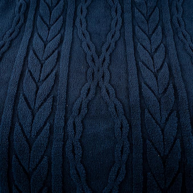 YUSOKI Sherpa Queen Size Blanket(Without Pillows)-3D Stylish Design Super Soft Blankets for Teen Girls Women Couch Bed Sofa Chair Men Boys Gift(Navy,90"x90")