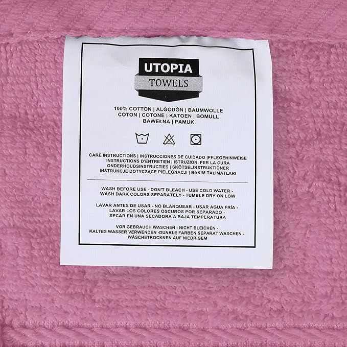 Utopia Towels 8 Piece Luxury Towel Set – Majestic Plush, Super Absorbent & Quicker-to-Dry, Thick 100% Ring Spun Cotton Towels for Bathroom, Spa & Hotel – 2 Bath, 2 Hand, 4 Washcloths, Pink