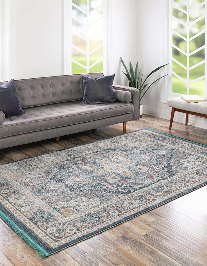 Unique Loom Baracoa Collection Area Rug - Prado (8' x 11' Rectangle, Gray/ Blue)