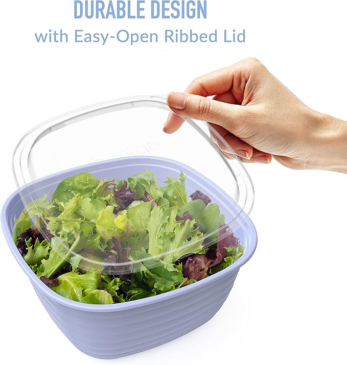 Bentgo Prep - 1-Compartment Bowls with Custom Fit Lids - Reusable, Microwaveable, Durable, PFAS & BPA-Free, Freezer and Dishwasher Safe Meal Prep Food Storage - 10 Bowls & 10 Lids (Periwinkle)