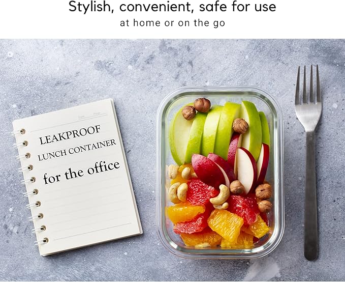 Brieftons Glass Meal Prep Containers: 5 Pack, 35 Oz with Airtight, Leakproof Snap Locking Lids, Perfect for Food Storage, Lunch & Portion Control, BPA-Free, Microwave, Oven, Freezer & Dishwasher Safe