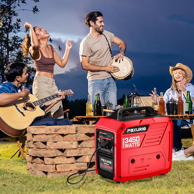 3450-Watt Dual Fuel Inverter Generator for Home Use, 1.6Gallon Large Fuel Tank Up to 8.3 Hours Use, 120V Gas Powered Generator Super Quiet, Red