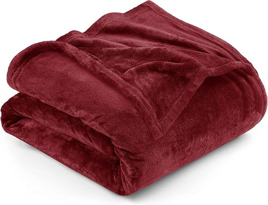 Utopia Bedding Fleece Blanket Twin Size Burgundy 300GSM Luxury Anti-Static Fuzzy Soft Microfiber Bed Blanket (60x80 Inch)