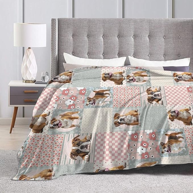 French Bulldog Throw Blanket Cute Bulldog Flannel Blankets Dog Lover Plush Super Soft Cozy Warm Decor Gifts for Boys Girls Kids Adults Men Women 40" x 50"
